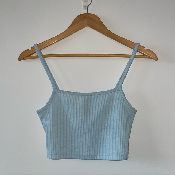 DIVIDED Baby Blue Cropped Tank Top - Picture 1 of 3